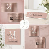 Roze Goud Monogram Elegant Modern Visitekaartje