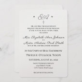 Monogrammed katholieke bruiloft folie uitnodiging