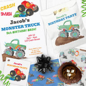 Crash Smash Monster Truck Verjaardag Bash Waterver Briefkaart