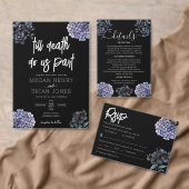 Moody Black Floral Classic Couple Names Wedding Waterfles (Personaliseer de collectie van deze zelfstandige maker.)