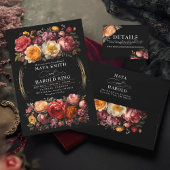 Black Floral Moody Botanische Chic Engagement Part Kaart