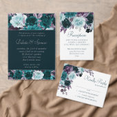 Moody Boho | Blauwgroen Floral Silver Lijst Baby s Kaart (Personaliseer de collectie van deze zelfstandige maker.)