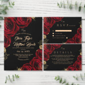Black Burgundy Roses Wedding RSVP card (Personaliseer de collectie van deze zelfstandige maker.)