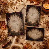 Donkere Herfst Bruiloft Met Sfeer Kaart