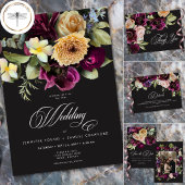 Moody Dark Floral Black Burgundy Romantic Save The Date