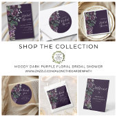 Donkere Paarse Sfeervolle Bloem Bruiloft Feest Ronde Sticker