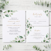 Eenvoudig Rustic Eucalyptus Greenery Wedding Kaart (Personaliseer de collectie van deze zelfstandige maker.)