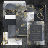 Moody Ink Charcoal Gold Abstract Arch ID988 Kaart