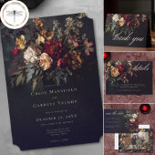 Moody Romantic Dark Floral Gothic Wedding Kaart