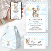 Blauwe teddybeer ballonnen baby shower gunst dozen bedankdoosjes