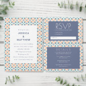 Stijlvolle Tegel Blauw Sinaasappel Modern Graduati Kaart (Personaliseer de collectie van deze zelfstandige maker.)