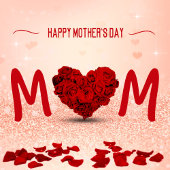 Happy Moederdag Roos Heart Bouquet Magneet