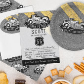 Motorfiets Biker Gelukkig Verjaardagsfeest Serving Papieren Bordje