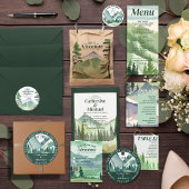 Smaragd groen bergden rustieke bruiloft ronde sticker