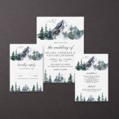 Rustische Waterverf Mountain Forest Winter Wedding Save The Date (Personaliseer de collectie van deze zelfstandige maker.)
