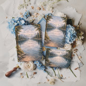 Mountain Lake Forest Reflection Wedding Save The Date