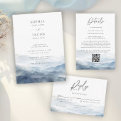 Bergen Blauw Ridge Mistig Modern Huwelijk Menu
