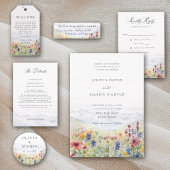 After Party Mountains Meadow Wildflowers Wedding Kaart