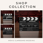 Movie Film Clapboard QR Code Wedding All In One Uitnodiging