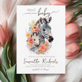 Safari Dier Zebra Bloemige Baby Shower Kaart