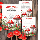 Red Mushroom Fungi Woodland Baby shower All In One Uitnodiging