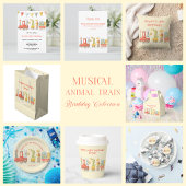 Musical Animal Train Birthday Kaart