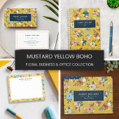 Retro Flowers Blush Yellow Blue Floral Pattern Visitekaartje