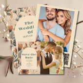 Zachte gedempte aardetinten Wildbloemen Bruiloft All In One Uitnodiging