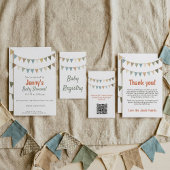 Pastel bunting baby shower bedankt bedankjes labels