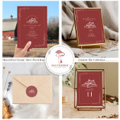 Schuur Rustiek Gedempt Rood Boerderij Bruiloft RSV All In One Uitnodiging