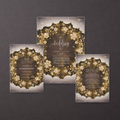 Mystic Sparkles en Golden Floral Wedding Kaart (Personaliseer de collectie van deze zelfstandige maker.)