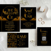 Mystiek Zwart Goud Wolken Maan Bruiloft Bedankdoosjes