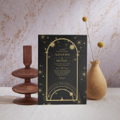 Mystical Black Gold Celestial Stars Wedding Save The Date