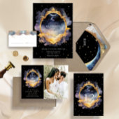 Celestial Zwart Goud Duality Maan Envelope Seal Ronde Sticker