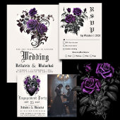 Gothic Rozen Deep Amethist Paarse RSVP-kaart RSVP Kaartje
