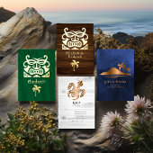 Marine en Goud Tropisch Strand Bruiloft Folie Uitnodiging