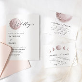 Mystieke Maan Blush Roze Bruiloft Dank u Kaart