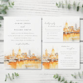 Elegante Nashville City Skyline Waterverf bruiloft Save The Date (Personaliseer de collectie van deze zelfstandige maker.)