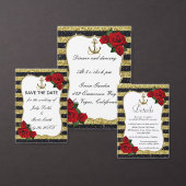 Nautische anchor Gold Black Stripe Engagement Part Kaart (Personaliseer de collectie van deze zelfstandige maker.)