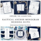 Nautical Anchor Monogram Navy Blue Wedding Save The Date