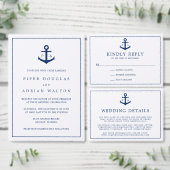 Het binden van de Knot Monogram Navy Blue Anchor N Save The Date (Personaliseer de collectie van deze zelfstandige maker.)