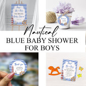 Nautical Blue Bedankt Baby shower Ronde Sticker