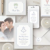 Nautische zeilboot bruiloft details informatiekaartje