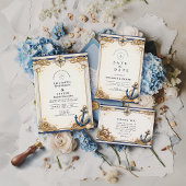 Nautical Compass Anchor Wedding Kaart