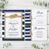Nautische Knoop Burlap Navy Stripes Bruiloft Onder Kartonnen Onderzetters (Personaliseer de collectie van deze zelfstandige maker.)