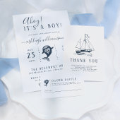 Ahoy. Nautical Whale Baby Boy Shower Uitnodiging