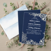 Elegant nautisch strand wit kant marineblauw kaart (Personaliseer deze collectie van deze onafhankelijke maker. Test)