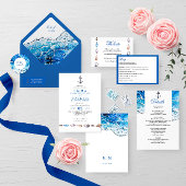 Nautical Ocean strand modern elegant Wedding Kaart