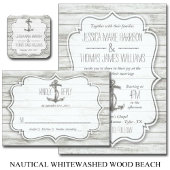 Nautical Whitewash Wood Beach Wedding Collectie Menu