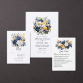 Marine, Wit en Goud Bloemen Bruiloft Menu (Personaliseer de collectie van deze zelfstandige maker.)